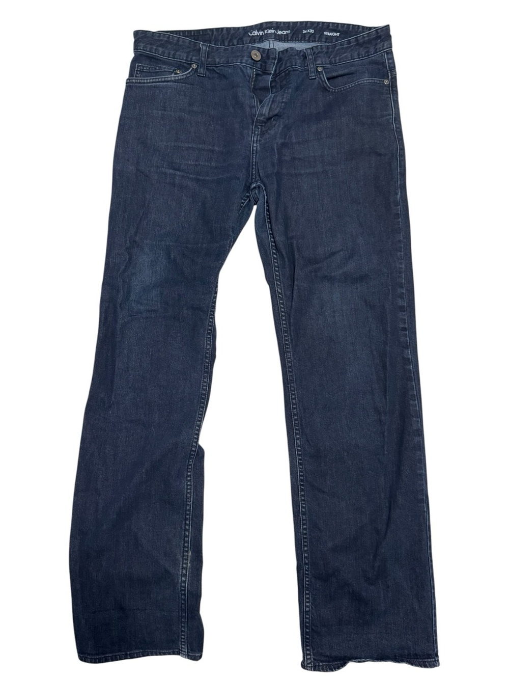 Calvin Klein Jeans Men’s 34x32 Straight Fit Dark Wash Denim Jeans
